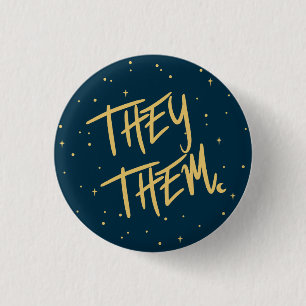 Sterne Sie / Sie Pronomen in der Marine und Gold Button