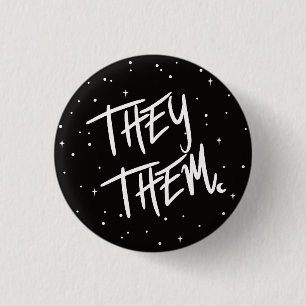 Sterne Sie / sie Pronouns 3 cm Abzeichen Button