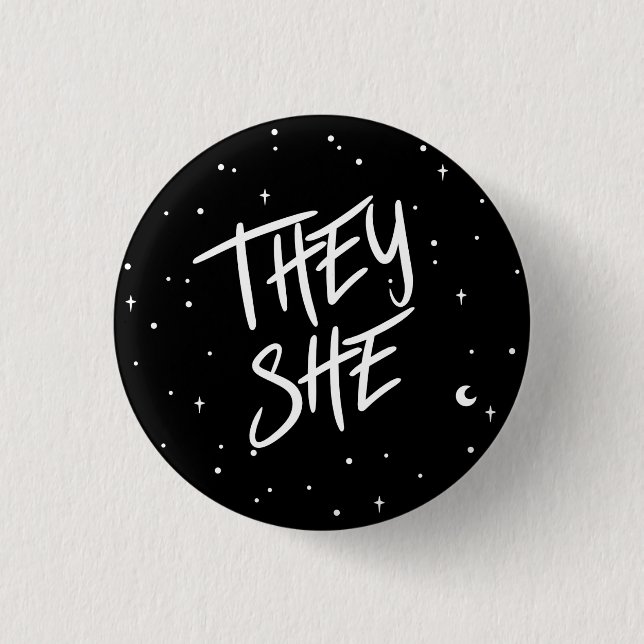Sterne Sie / sie Pronouns Button (Vorderseite)