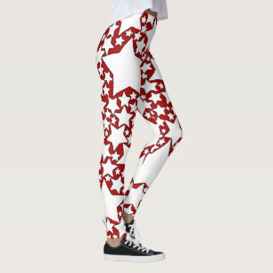 Sterne, Sterne, Sterne in Rot und Weiß Leggings