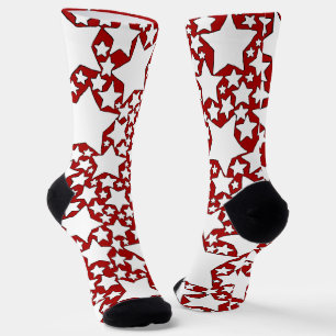 Sterne, Sterne, Sterne in Rot und Weiß Socken