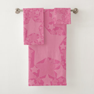 Sterne, Sterne, Sterne - rosa Badhandtuch Set