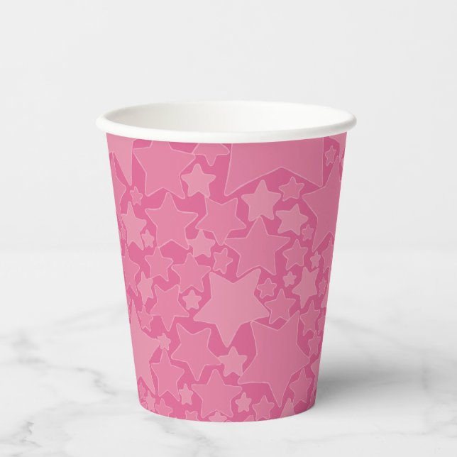 Sterne, Sterne, Sterne - rosa Pappbecher (Vorderseite)
