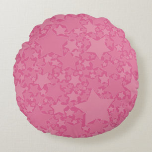 Sterne, Sterne, Sterne - rosa Rundes Kissen