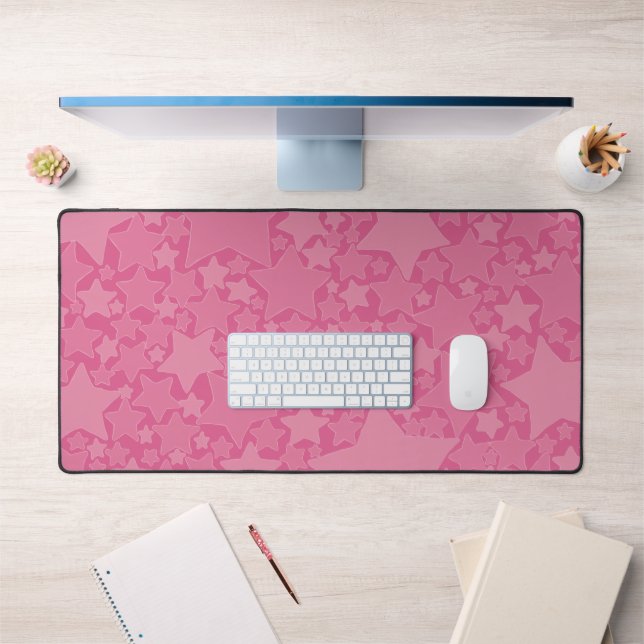 Sterne, Sterne, Sterne - rosa Schreibtischunterlage (Büro 1)