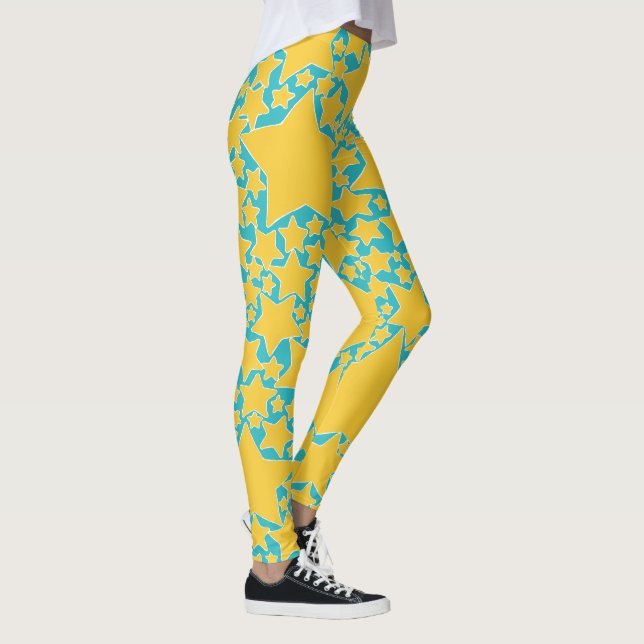 Sterne, Sterne, Türkisch-gelbe Sterne Leggings (Rechts)