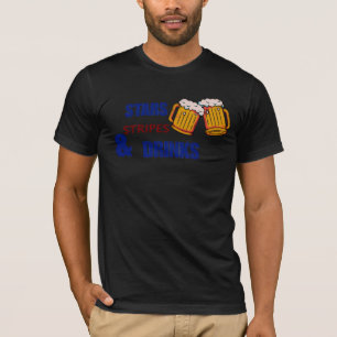 Sterne Streifen & Drinks Lustiges Patriotisches 4. T-Shirt