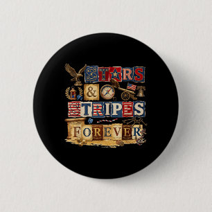 Sterne Streifen Forever Patriotisches Amerikanisch Button
