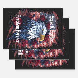 Sterne & Streifen Freiheit für immer Adler Amerika Geschenkpapier Set