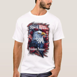 Sterne Streifen Freiheit für immer Adler Amerikani T-Shirt