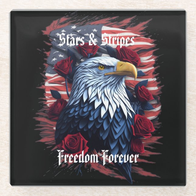 Sterne Streifen Freiheit für immer Eagle American  Glasuntersetzer (Vorderseite)