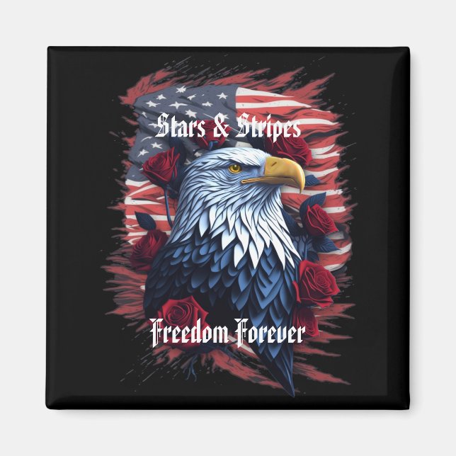 Sterne Streifen Freiheit für immer Eagle American  Magnet (Vorne)