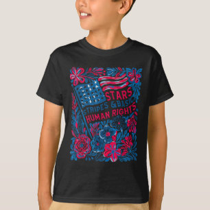 Sterne Streifen Menschenrechte 4. Juli Floral Amer T-Shirt