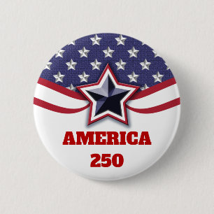 Sterne Streifen Patriotisches Amerika 250 Design Button