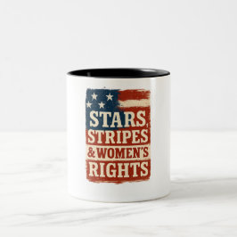 Sterne, Streifen und Frauenrechte - abgenutzte Fla Zweifarbige Tasse