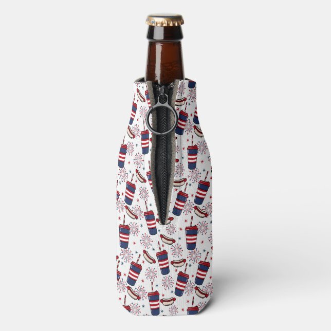 Sterne, Streifen und Größe - ein Patriotisches Fes Flaschenkühler (Flasche Rückseite)
