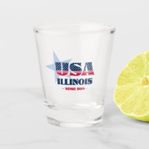 Sterne, Streifen und Illinois 1818 Shot glass