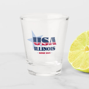 Sterne, Streifen und Illinois 1818 Shot glass Schnapsglas