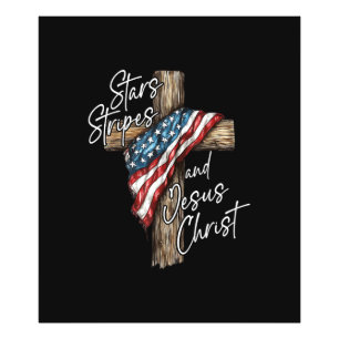 Sterne Streifen und Jesus Christus Glaube Patriot Fotodruck