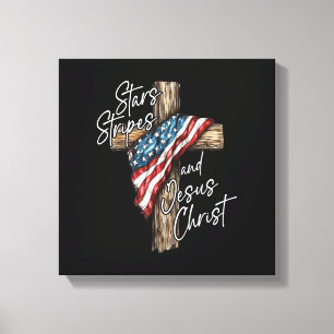 Sterne Streifen und Jesus Christus Glaube Patriot Leinwanddruck