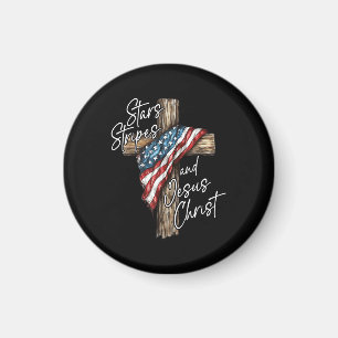 Sterne Streifen und Jesus Christus Glaube Patriot Magnet