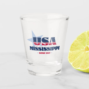 Sterne, Streifen und Mississippi 1817 Shot glass Schnapsglas