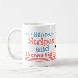 Sterne, Streifen und Retro-Feminismus für Menschen Kaffeetasse
