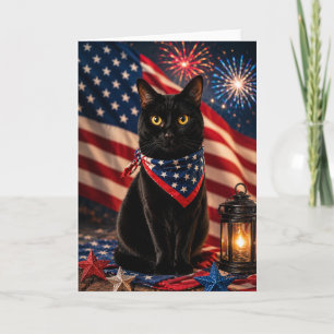 Sterne, Streifen und Schnurrhaare (Schwarze Katze Karte