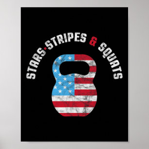 Sterne Streifen Und Squad Workout Gym Usa Flagge 4 Poster