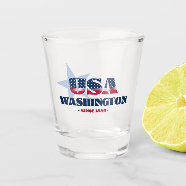 Sterne, Streifen und Washington 1889 Shot glass Schnapsglas (Vorderseite)
