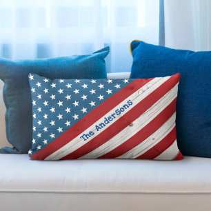 Sterne Streifen USA Rustikale Amerikanische Flagge Lendenkissen
