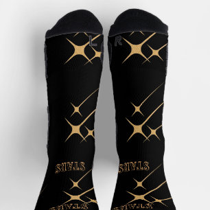 Sterne Text Name Gedruckt Schwarzer Hintergrund Socken