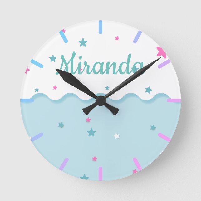 Sterne über dem Meer Runde Wanduhr (Vorderseite)