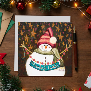 Sterne Umarmen Spaß Schneemann Weihnachten Inspira