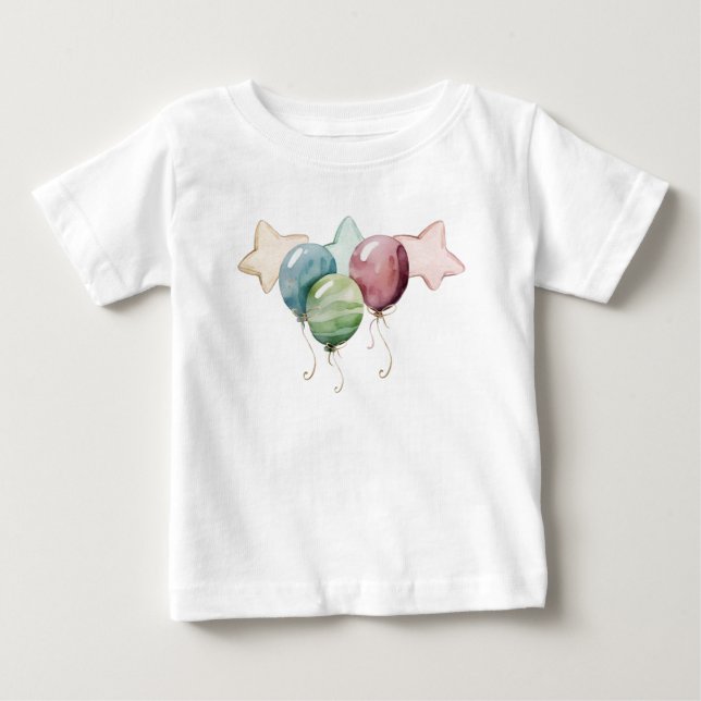 Sterne und Ballons Baby T-shirt (Vorderseite)