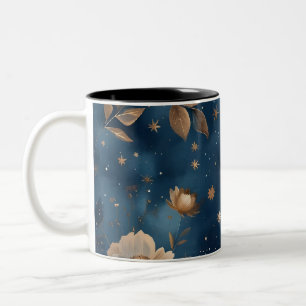 Sterne und Blume Blumenmuster Zweifarbige Tasse