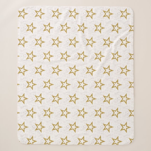 Sterne und Confetti Rosa, Gold und Weiß elegant Sherpadecke (Vorderseite)