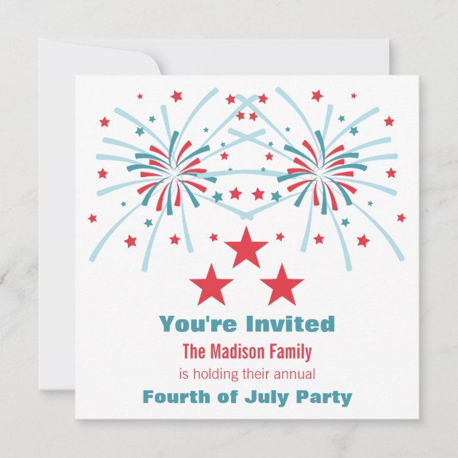Sterne und Feuerwerke laden ein Einladung (Vorderseite)
