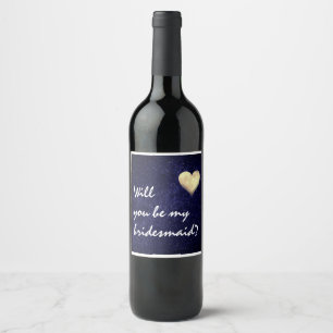 Sterne und herz geprägtes Mondweinlabel Weinetikett