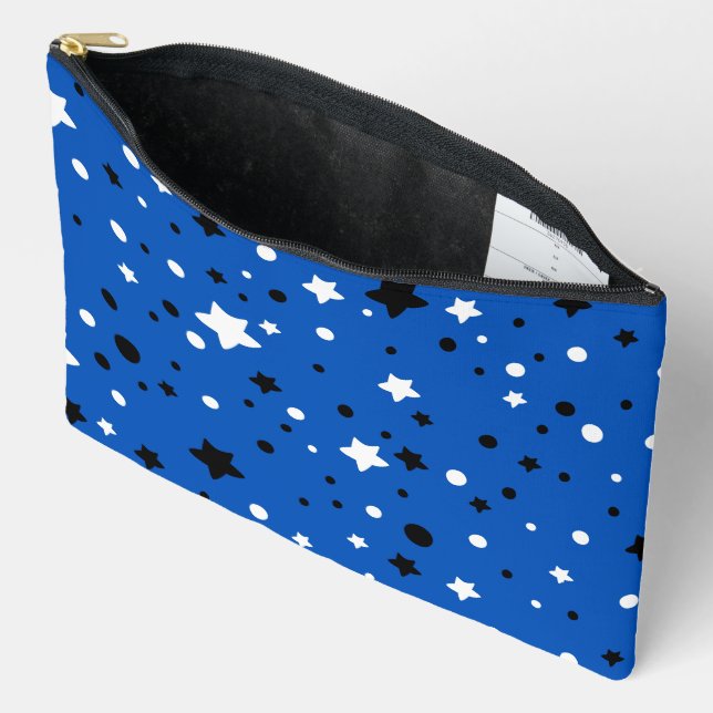 Sterne und Kreise auf blau Zubehörtasche (Offen)