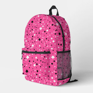 Sterne und Kreise auf Neonrosa Bedruckter Rucksack