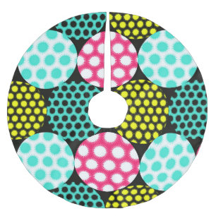 Sterne und Kreise, bunte Pop. Polyester Weihnachtsbaumdecke