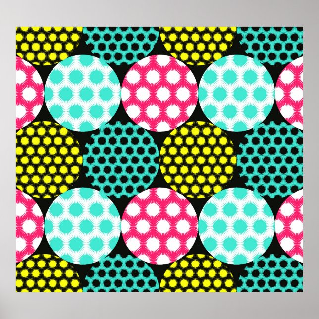 Sterne und Kreise, bunte Pop. Poster (Vorne)