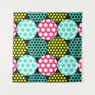 Sterne und Kreise, bunte Pop. Wandteppich