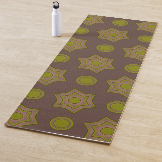 Sterne und Kreise in braun und grün Yogamatte (Beispiel)