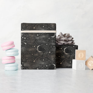 Sterne und Mond Himmelfahrt Mystical Black Night Geschenkpapier