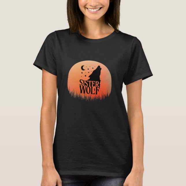 Sterne und Moon Sister Wolf T-Shirt (Vorderseite)