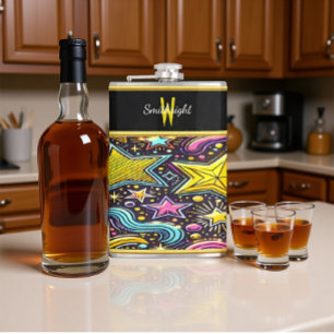 Sterne und Muster hellen die Nacht Flachmann