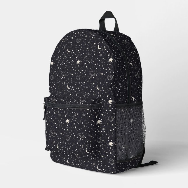 Sterne und Planeten Muster Bedruckter Rucksack (Rückseitige Ecke Rechts)