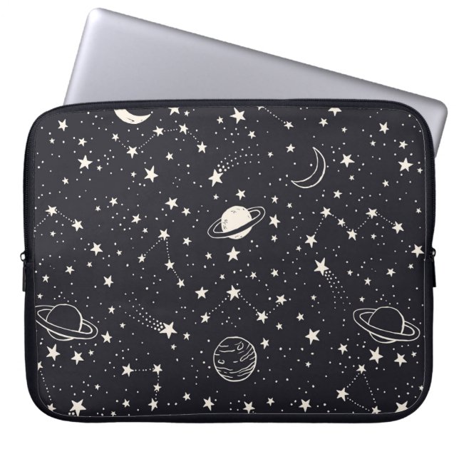 Sterne und Planeten Muster Laptopschutzhülle (Vorderseite)